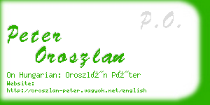 peter oroszlan business card